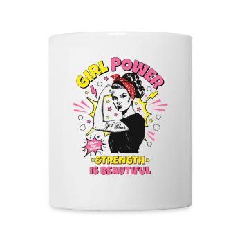 Femme Pop Art Girl Power Girl Power Girl Strong - Mug blanc - blanc - Devant