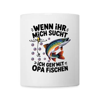 Ich gehe mit Opa angeln fischen springender Hecht - Tasse - Weiß - Vorne