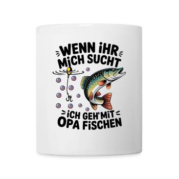 Ich gehe mit Opa angeln fischen springender Hecht - Tasse - Weiß - Vorne