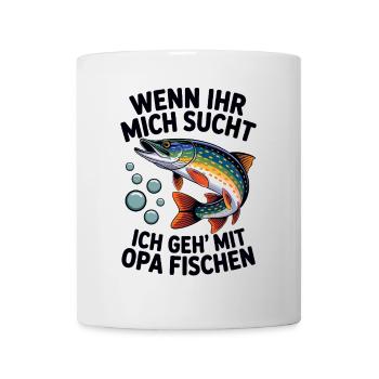 Ich gehe mit Opa angeln fischen springender Hecht - Tasse - Weiß - Vorne