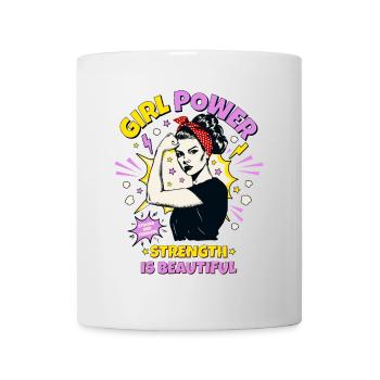 Femme Pop Art Girl Power Girl Power Girl Strong - Mug blanc - blanc - Devant