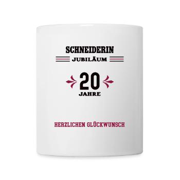 Schneiderin 20 Jahre Jubiläum 20. Jubi Schneiderei - Tasse - Weiß - Vorne