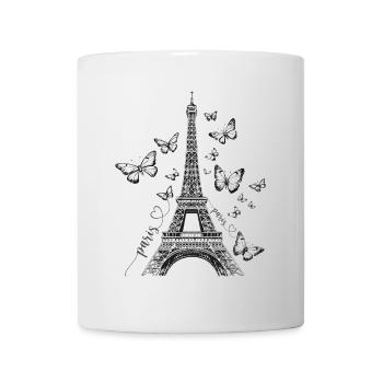 Paris Tour Eiffel France Papillons Art - Mug blanc - blanc - Devant