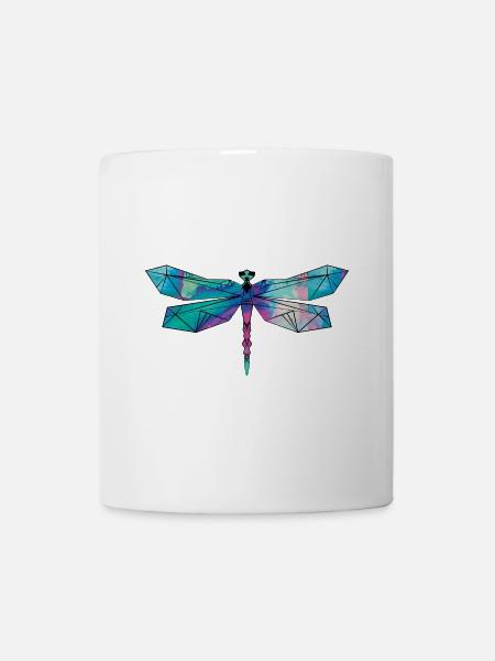 Dragon-fly aquarelle coloré géométrique - Mug blanc - blanc
