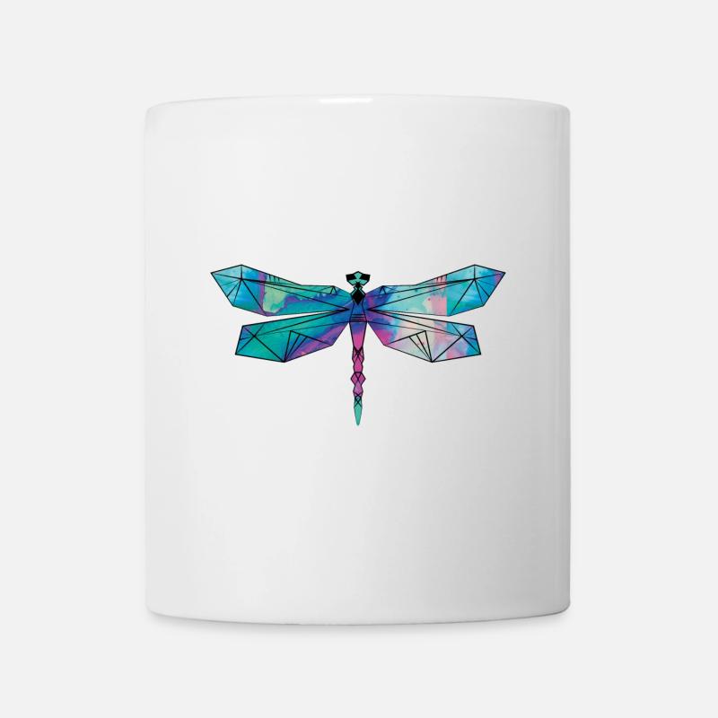 Dragon-fly aquarelle coloré géométrique - Mug blanc - blanc