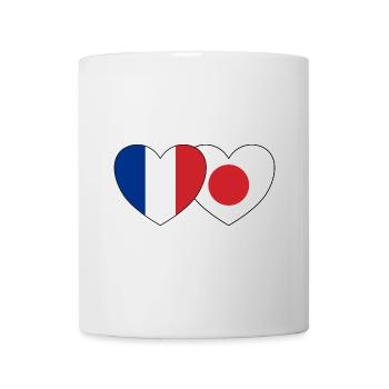 Frankreich Japan Flagge Herz - Tasse - Weiß - Vorne