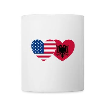 USA Albanien Flagge Herz - Tasse - Weiß - Vorne