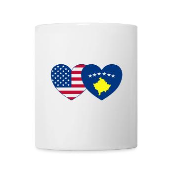 USA Kosovo Flagge Herz - Tasse - Weiß - Vorne