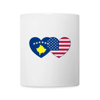 Kosovo USA Flagge Herz - Tasse - Weiß - Vorne