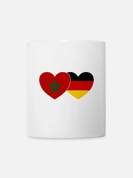 Marokko Deutschland Flagge Herz - Tasse - Weiß