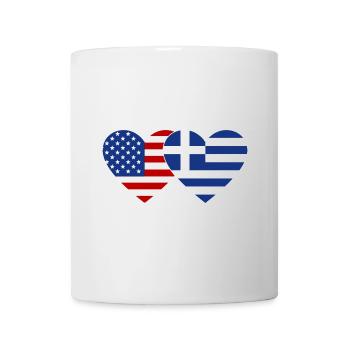 USA Griechenland Flagge Herz - Tasse - Weiß - Vorne