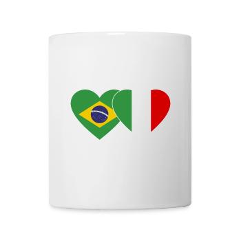 Italie Brésil Drapeau Coeur large - Mug blanc - blanc - Devant