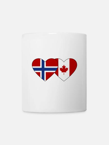 Norwegen Kanada Flagge Herz - Tasse - Weiß