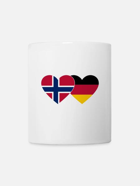 Norwegen Deutschland Flagge Herz - Tasse - Weiß