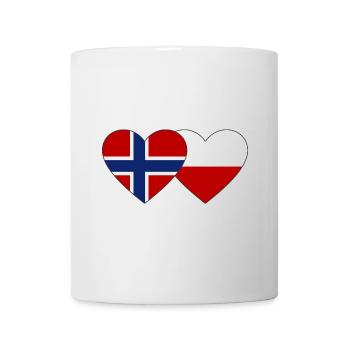 Norwegen Polen Flagge Herz - Tasse - Weiß - Vorne