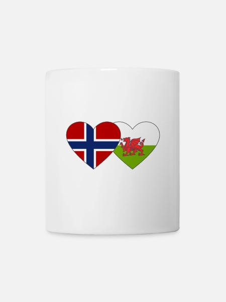 Norwegen Wales Flagge Herz - Tasse - Weiß