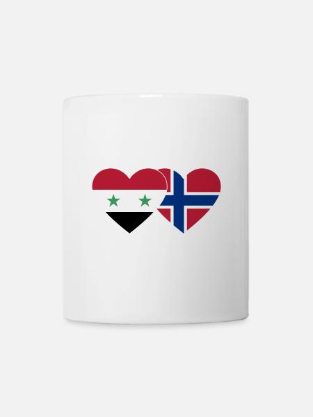 Syrien Norwegen Flagge Herz - Tasse - Weiß