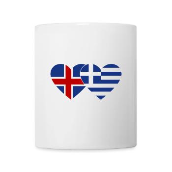 Island Griechenland Flagge Herz - Tasse - Weiß - Vorne