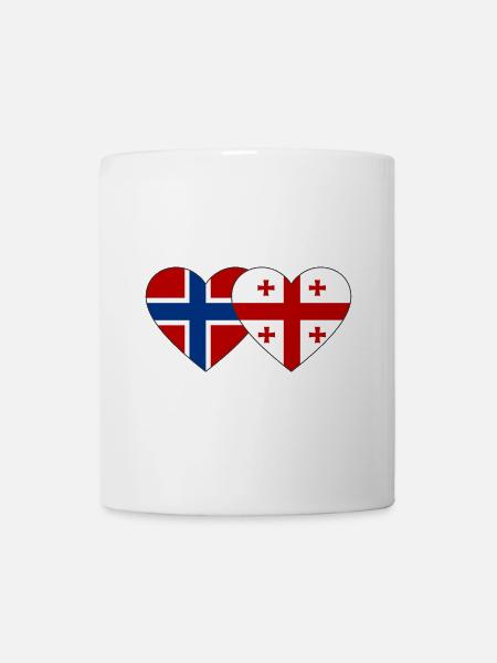 Norwegen Georgien Flagge Herz - Tasse - Weiß