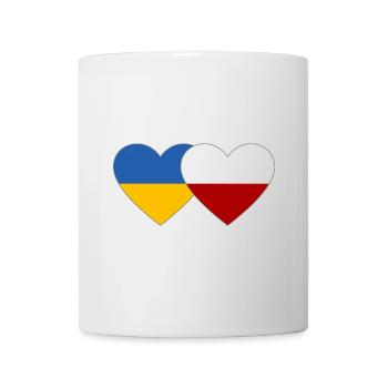 Ukraine Poland Flag Heart - Mug - white - Front