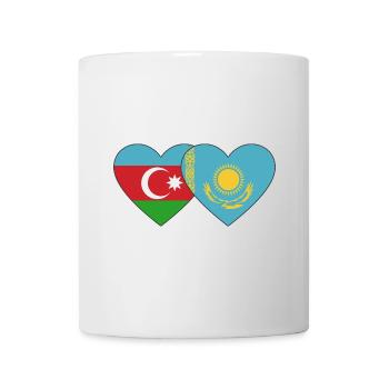 Aserbaidschan Kasachstan Flagge Herz - Tasse - Weiß - Vorne
