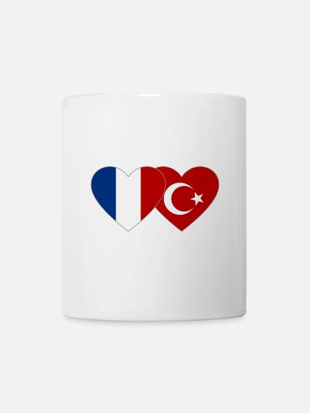France Turquie Flag Coeur - Mug blanc - blanc