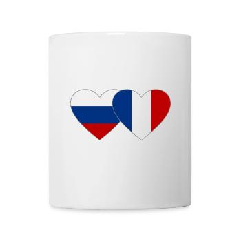 Russie France Flag Coeur - Mug blanc - blanc - Devant
