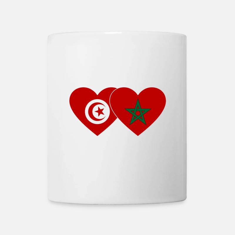 Tunisie Maroc Drapeau Coeur - Mug blanc - blanc