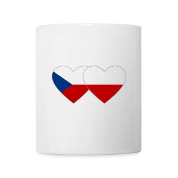 Czech Republic Poland Flag Heart Wide - Mug - white - Front