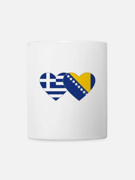 Griechenland Bosnien Flagge Herz - Tasse - Weiß