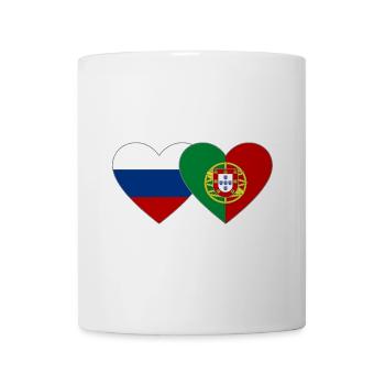 Russia Portugal Flag Heart - Mug - white - Front