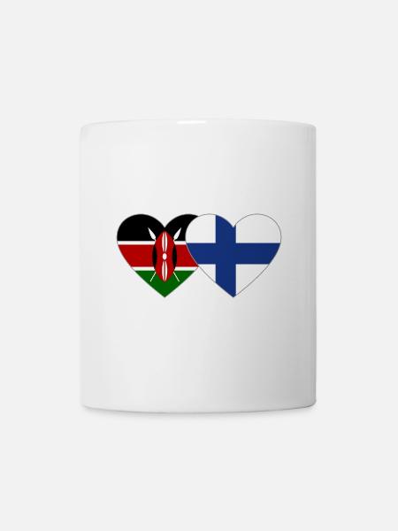 Kenia Finnland Flagge Herz - Tasse - Weiß
