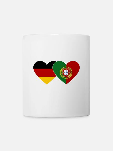 Deutschland Portugal Flagge Herz - Tasse - Weiß