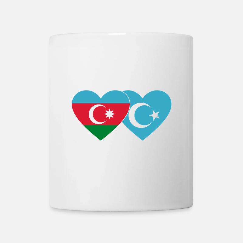 Cœur de drapeau ouïghour azerbaïdjanais - Mug blanc - blanc