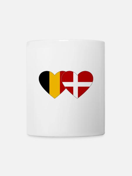 Belgien Dänemark Flagge Herz - Tasse - Weiß