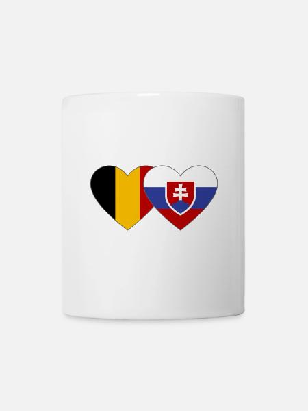 Belgien Slowakei Flagge Herz - Tasse - Weiß