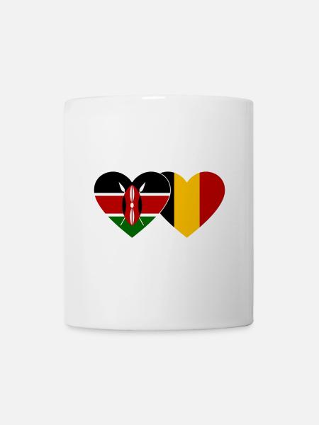 Kenya Belgique Flag Heart - Mug blanc - blanc