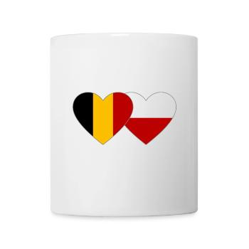 Belgien Polen Flagge Herz - Tasse - Weiß - Vorne