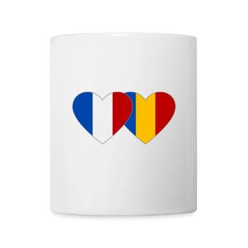 France Roumanie Flag Coeur - Mug blanc - blanc - Devant