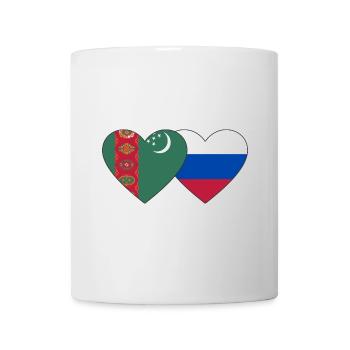 Turkmenistan Russland Flagge Herz - Tasse - Weiß - Vorne