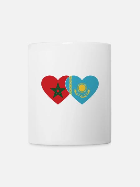 Marokko Kasachstan Flagge Herz - Tasse - Weiß