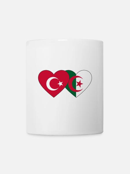 Turquie Algérie Drapeau Coeur - Mug blanc - blanc