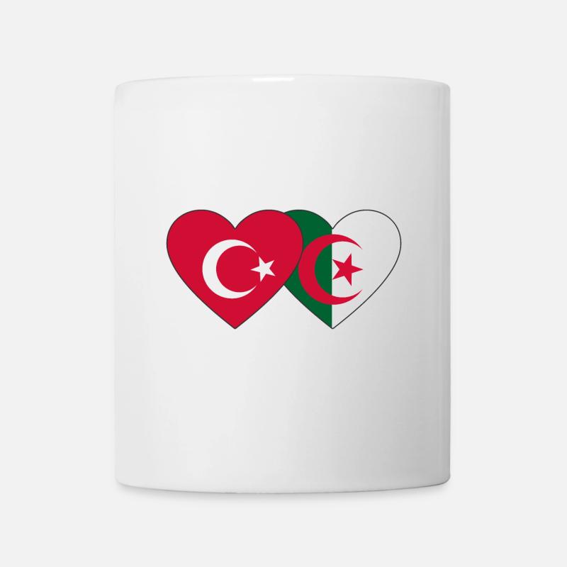 Turquie Algérie Drapeau Coeur - Mug blanc - blanc
