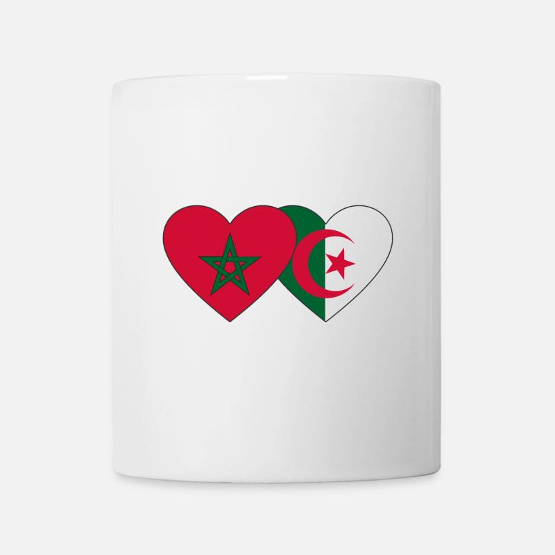 Maroc Algérie Drapeau Coeur - Mug blanc - blanc