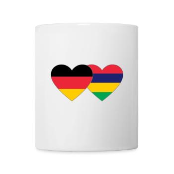 Deutschland Mauritius Flagge Herz - Tasse - Weiß - Vorne