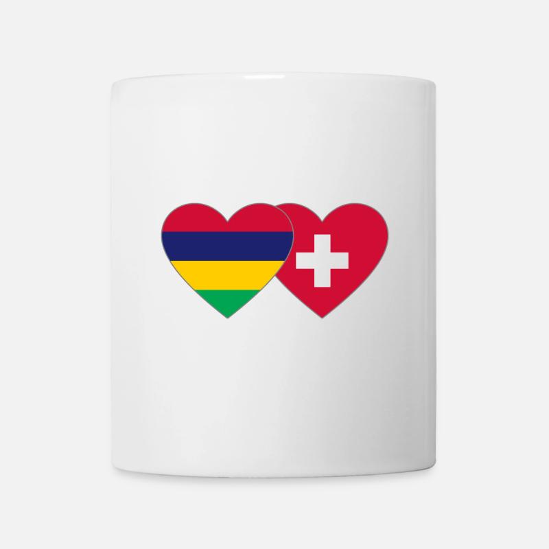 Mauritius Schweiz Flagge Herz - Tasse - Weiß