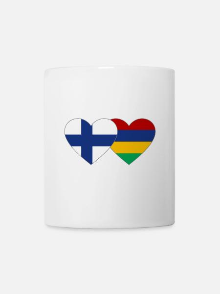 Finnland Mauritius Flagge Herz - Tasse - Weiß