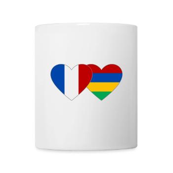 Frankreich Mauritius Flagge Herz - Tasse - Weiß - Vorne