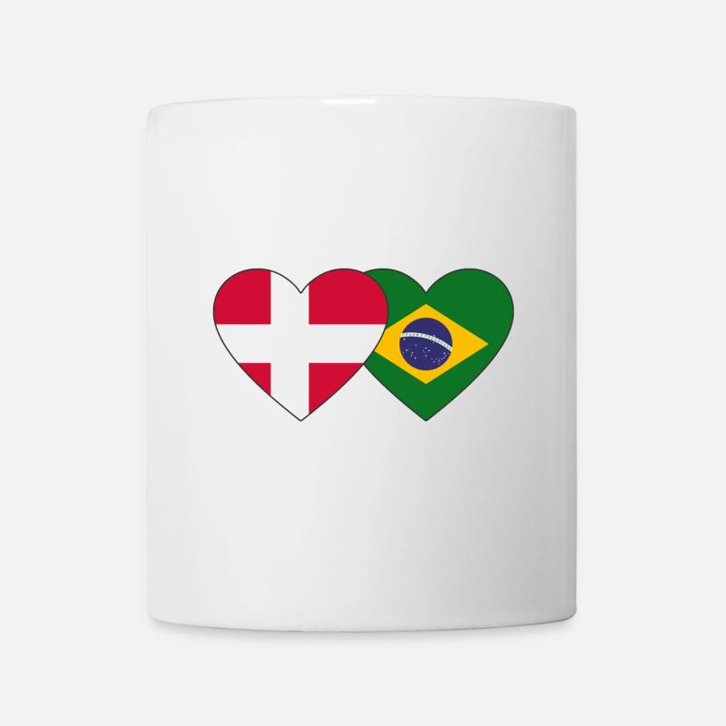 Dänemark Brasilien Flagge Herz - Tasse - Weiß