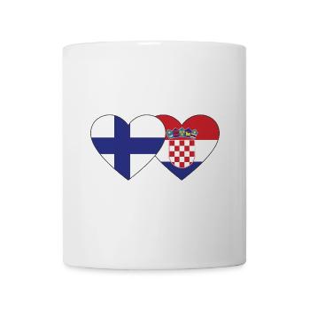 Finnland Kroatien Flagge Herz - Tasse - Weiß - Vorne